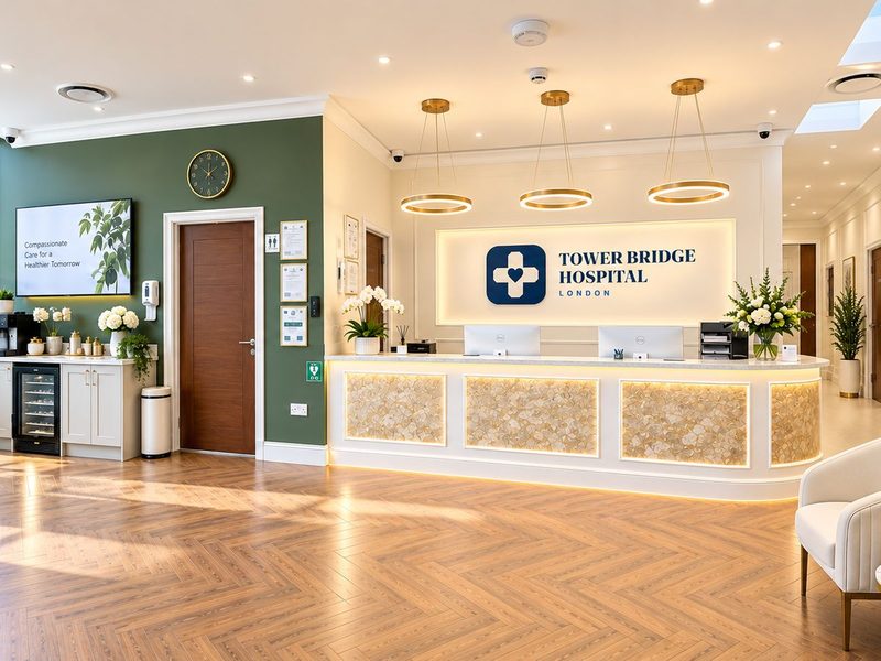 Reception at Tower Bridge Hospital, 97–99 Whitechapel Road