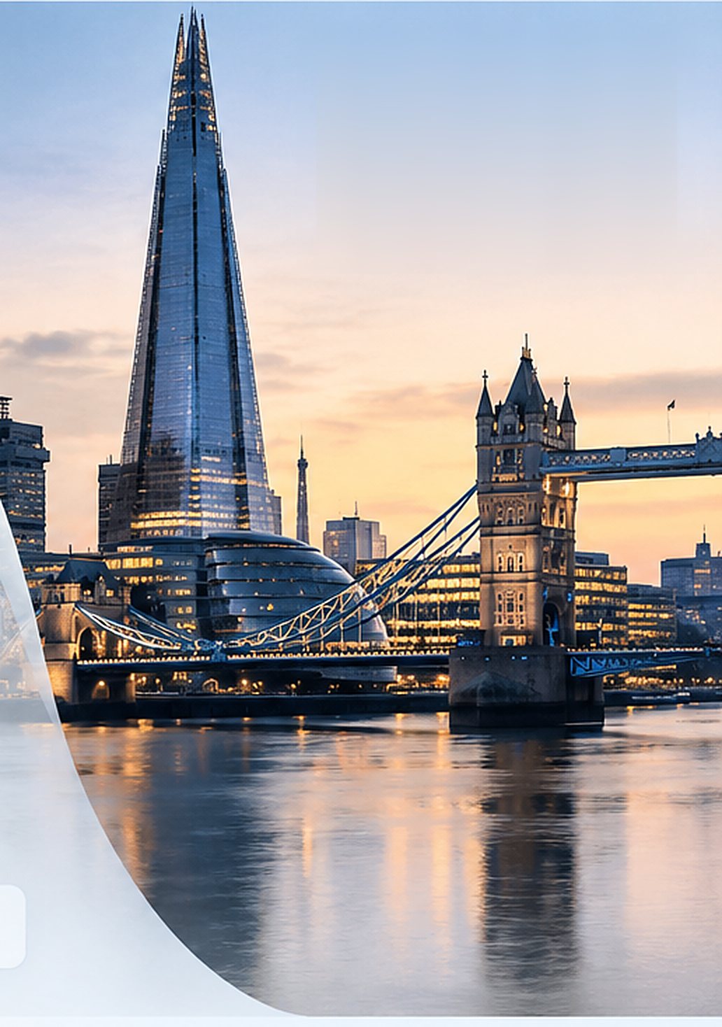 The Shard and Tower Bridge at dusk — Tower Bridge Hospital, a private CQC-registered clinic in Whitechapel, East London